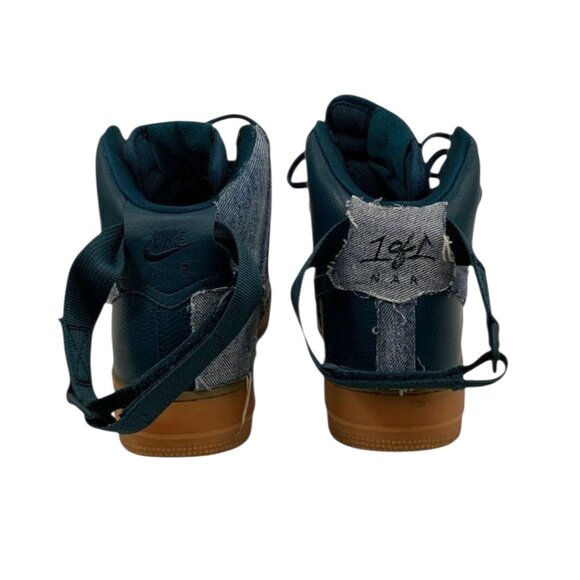 Women's Custom Nike Air Force 1 High SE 'Midnight Turquoise' w/ Denim - Picture 2 of 5